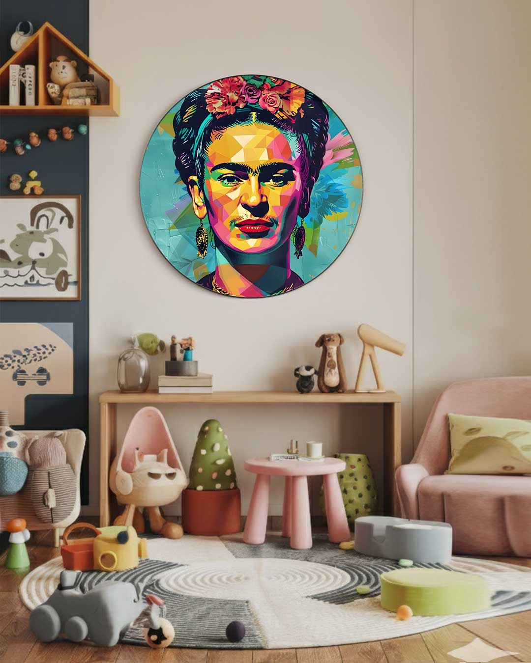 Kleurrijke Frida Muurcirkel-WallArtistic