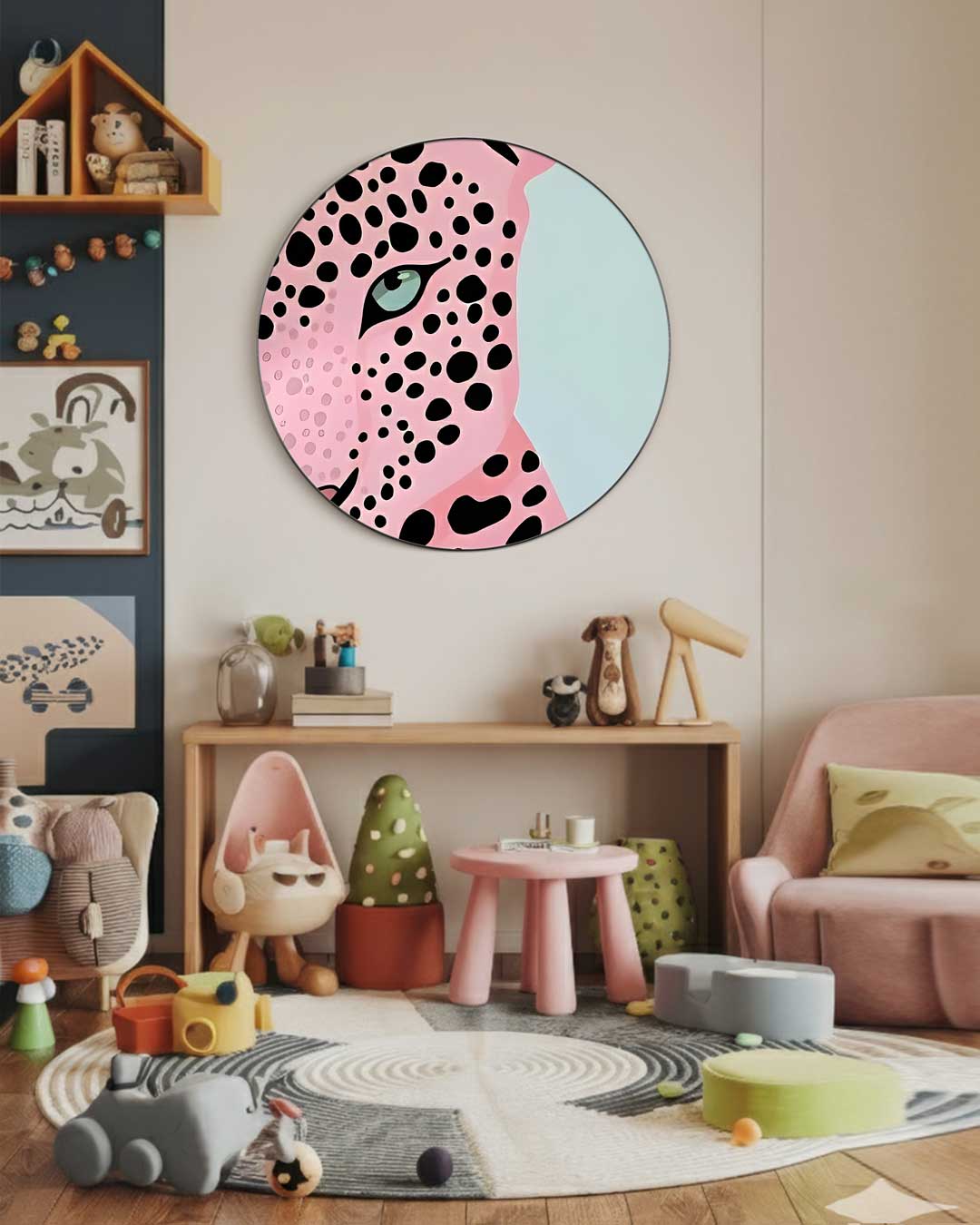 Roze Panter Muurcirkel-WallArtistic