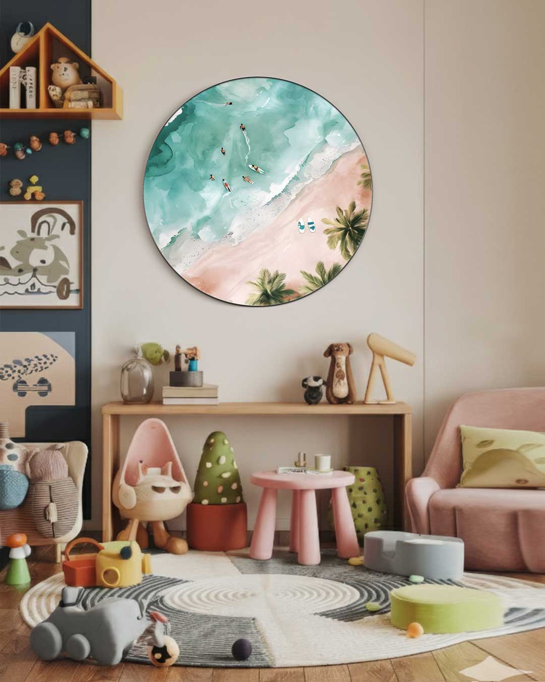 Zomerse Surf Muurcirkel-WallArtistic