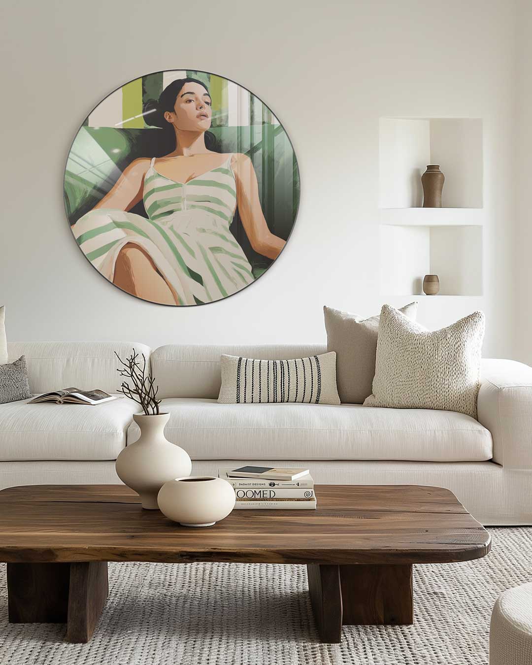 Stijlvolle Muurcirkel met Vrouwelijk Portret-WallArtistic