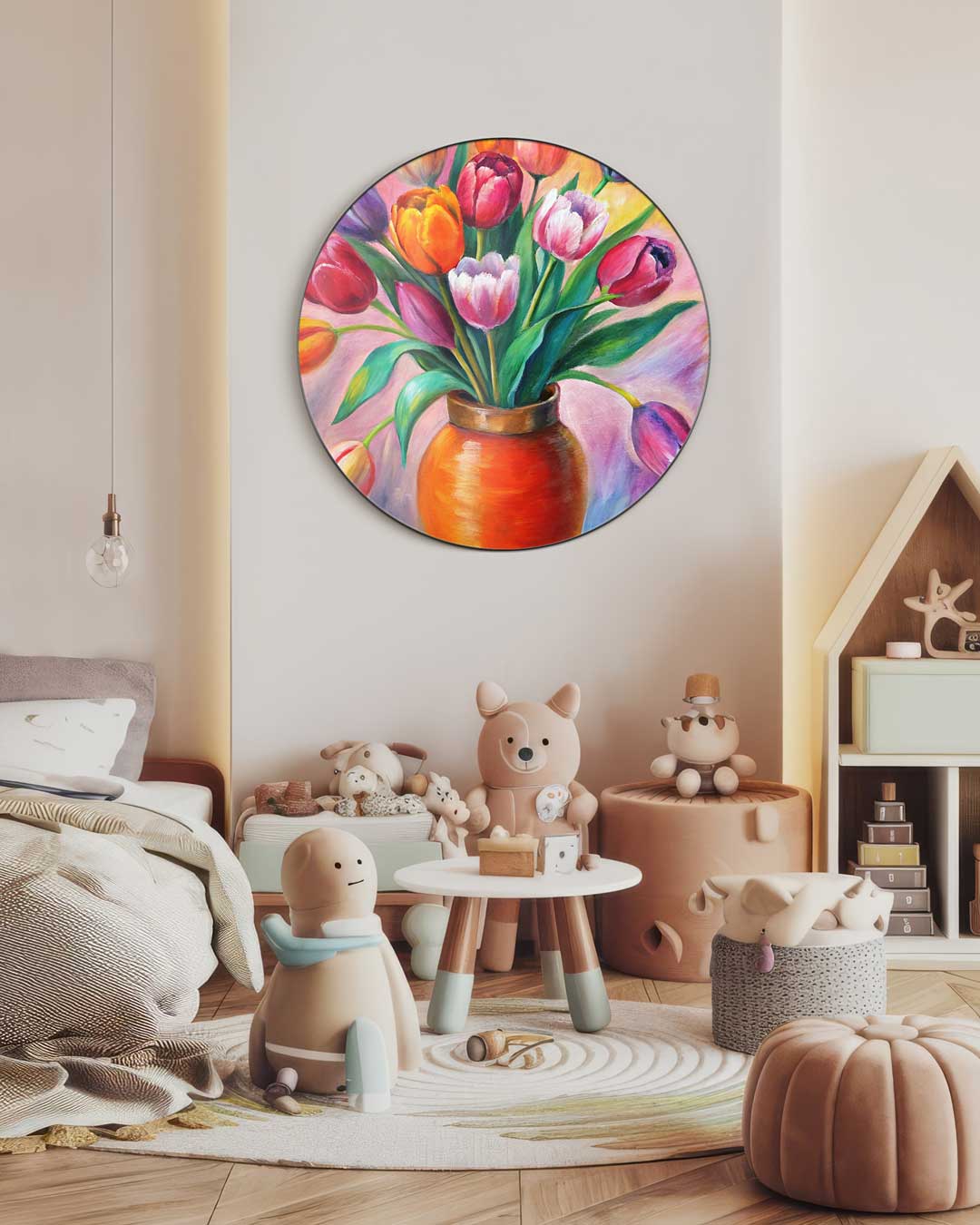 Vrolijke Bloemenmuurcirkel-WallArtistic