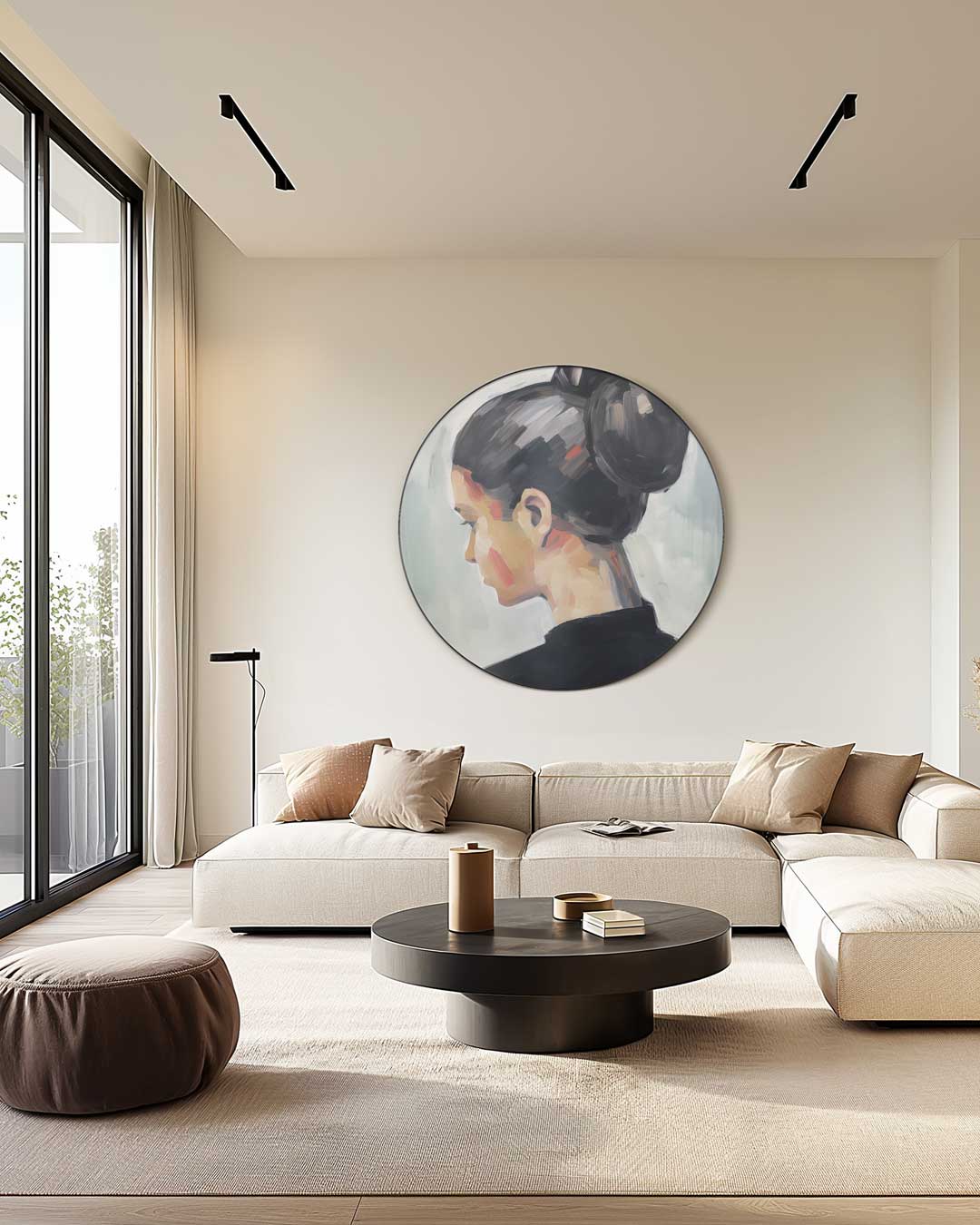 Elegante Vrouwelijk Portret Muurcirkel-WallArtistic