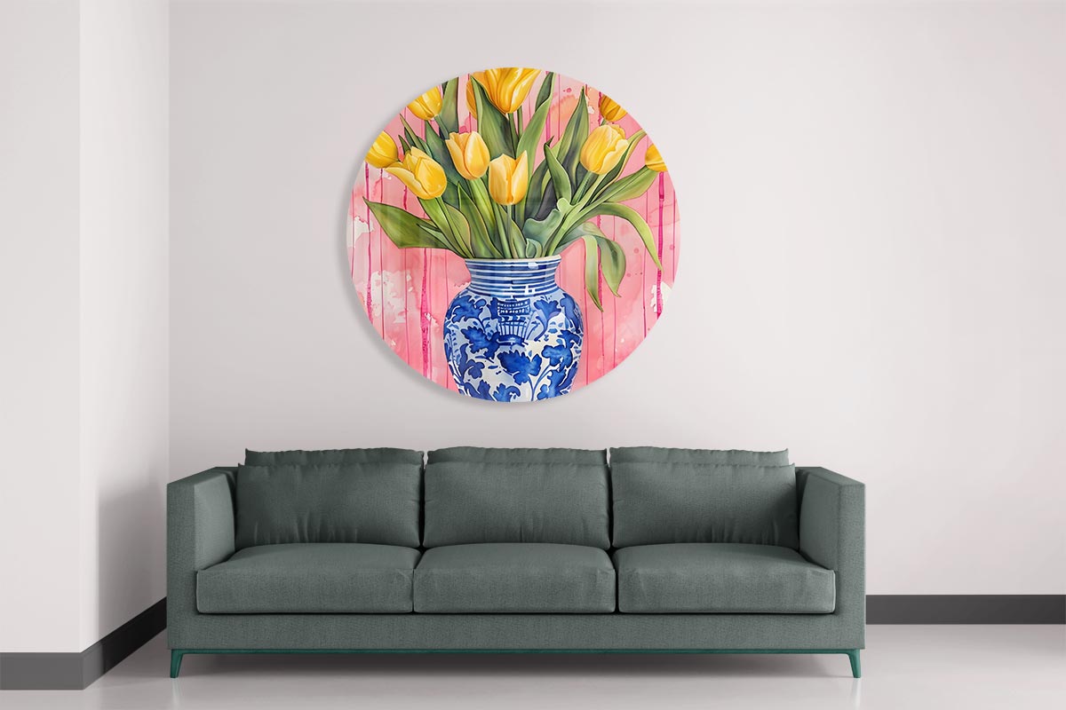 Bloemrijke Tulpen Muurcirkel-WallArtistic