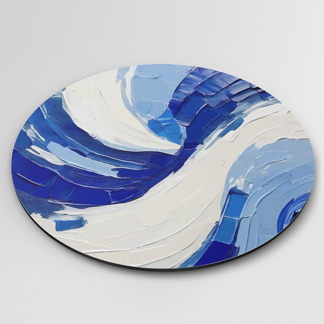 Blauwe Abstracte Golf Muurcirkel-WallArtistic
