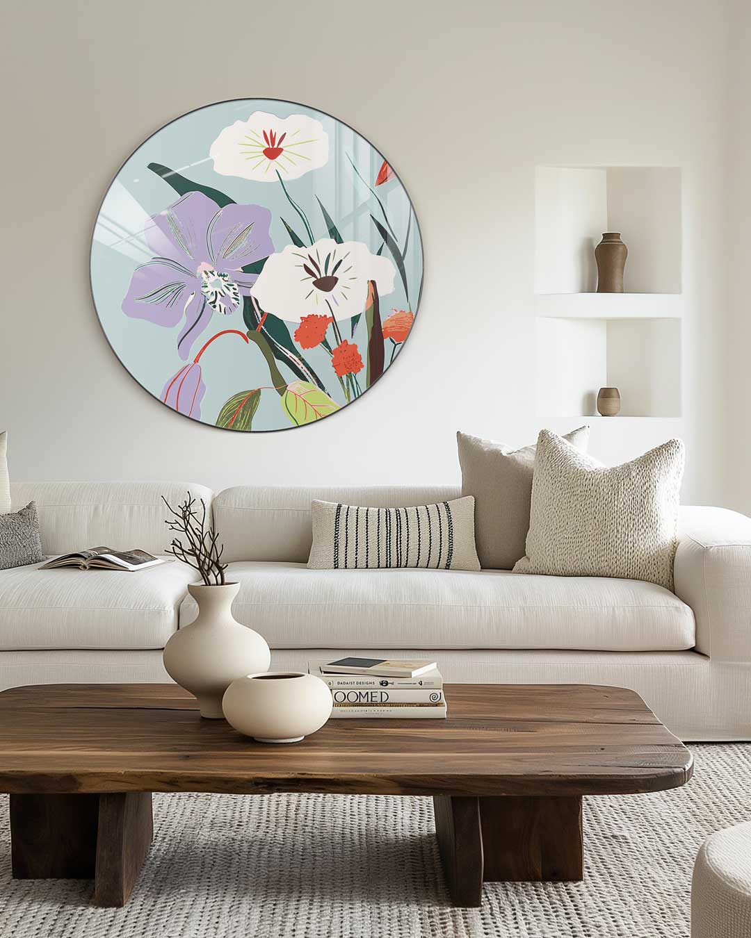 Botanische Bloemencirkel Muurcirkel-WallArtistic