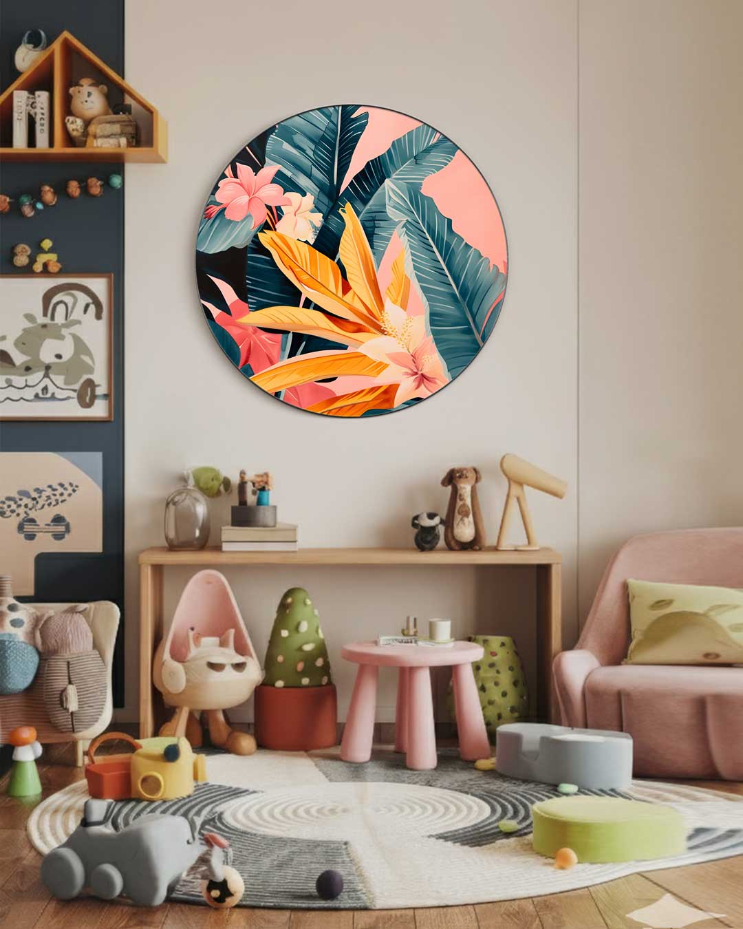 Tropische Bloem Muurcirkel-WallArtistic