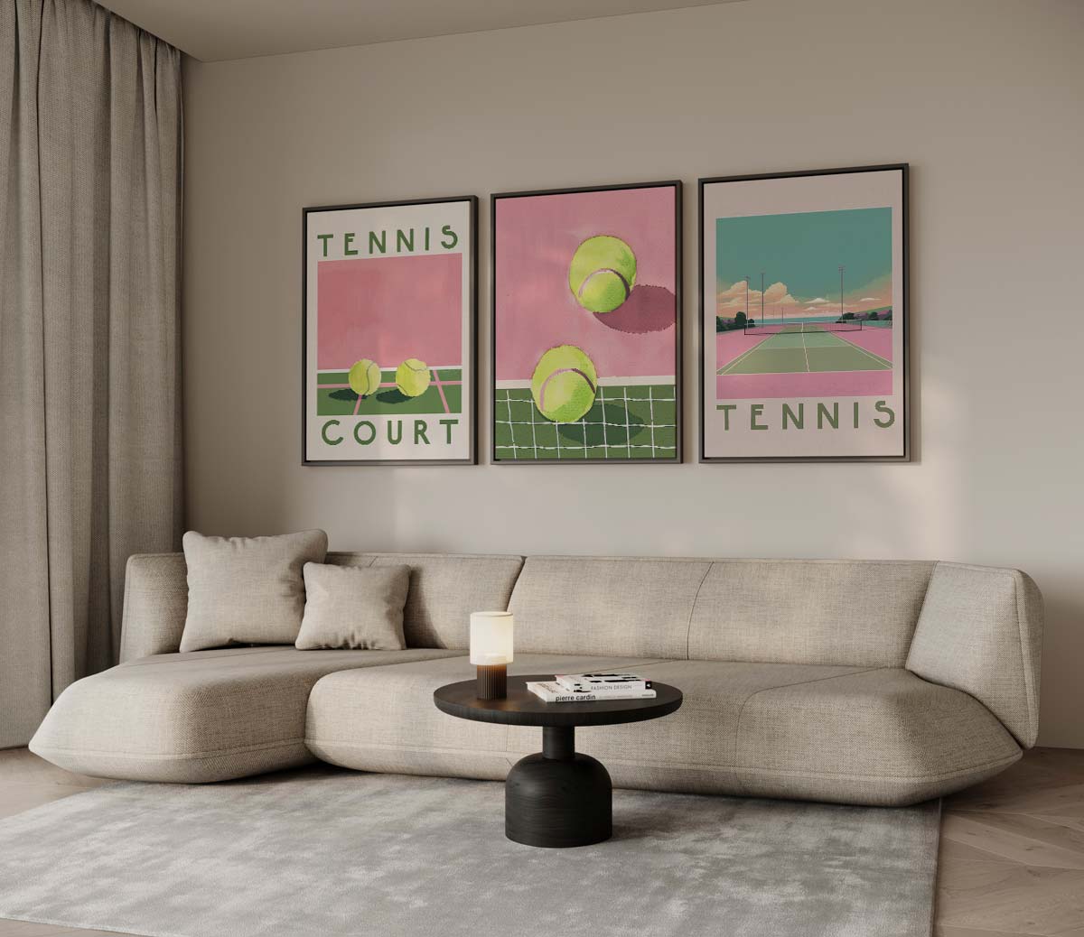 Tennis in retro pop-artstijl Kunstwerk-canvas-dibond-plexiglas-wanddecoratie-WallArtistic