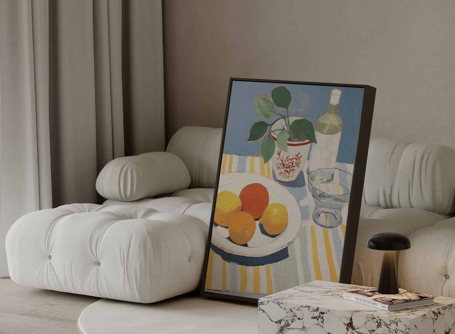 Fruit en streepjeskleed