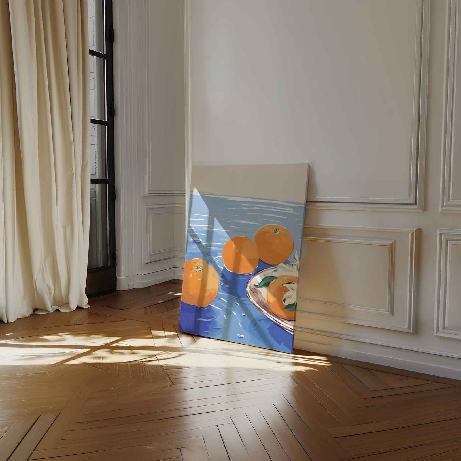 Mandarijnen op blauw