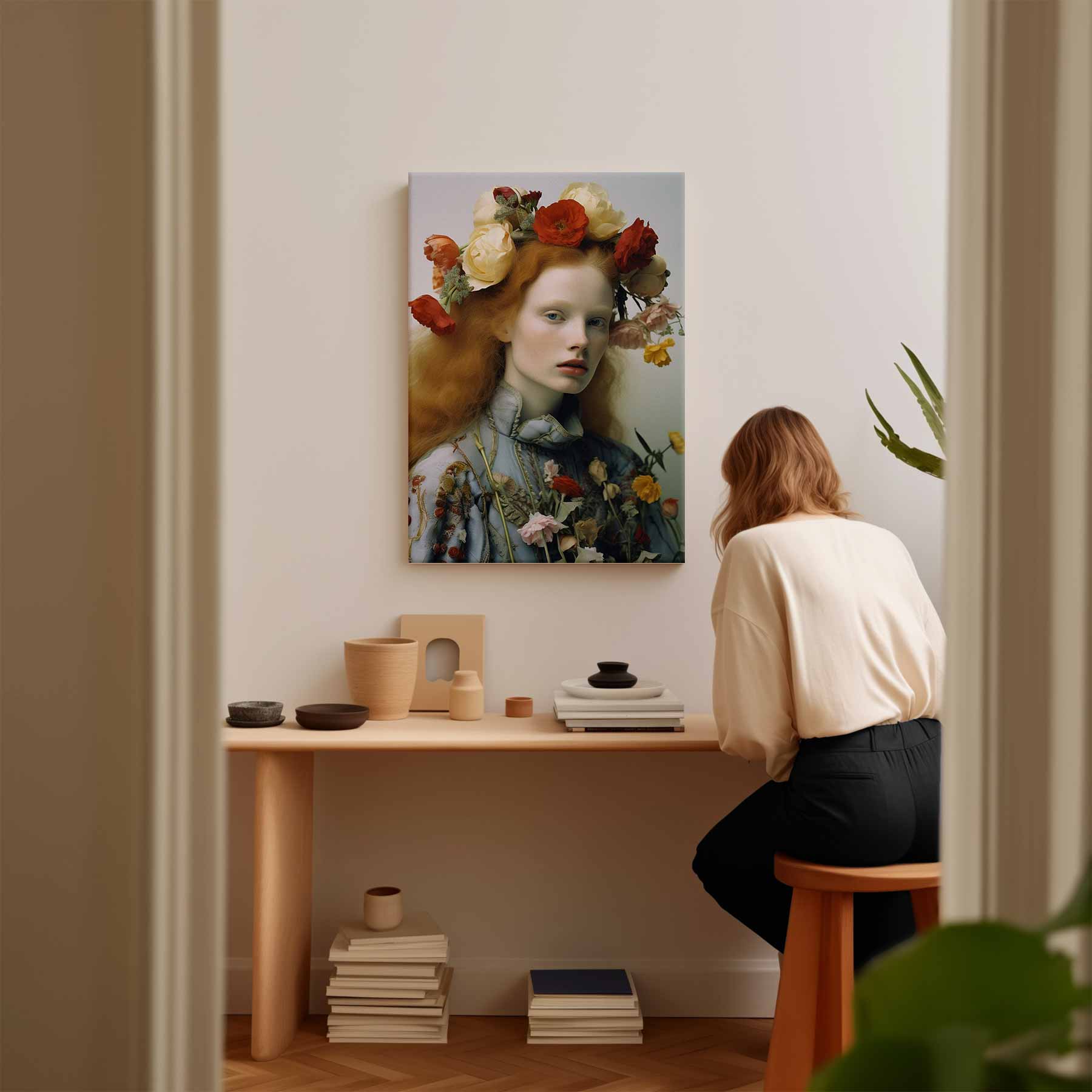 Portret met bloemenkroon I