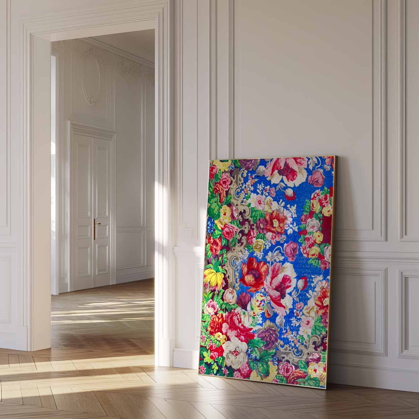 Bloemenpracht op een Hemelsblauwe Achtergrond Poster-WallArtistic