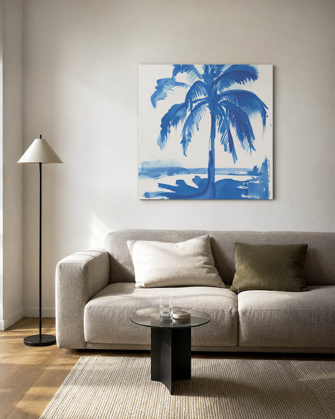 Blauwe palmboom Kunstwerk