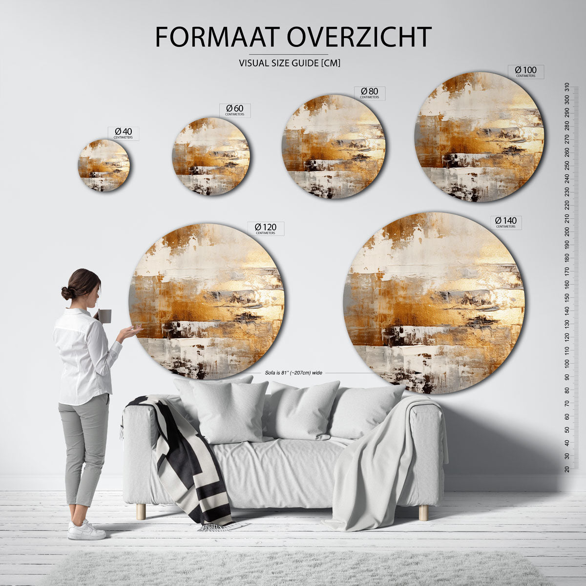 Abstracte gouden Muurcirkel
