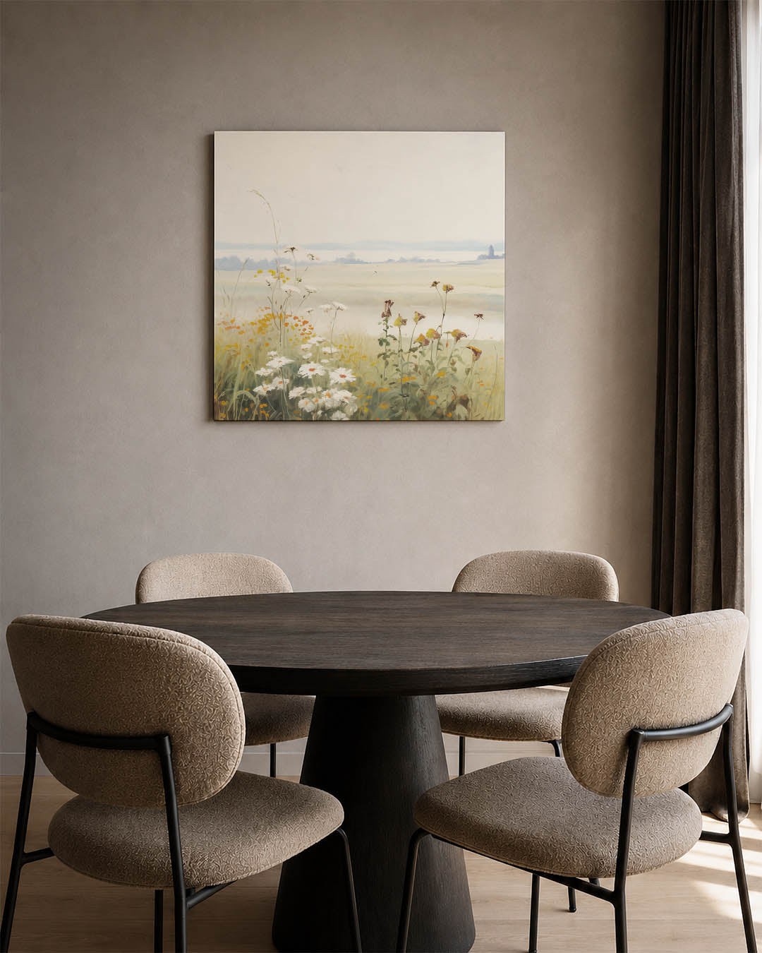 Rustige bloemenweide Kunstwerk