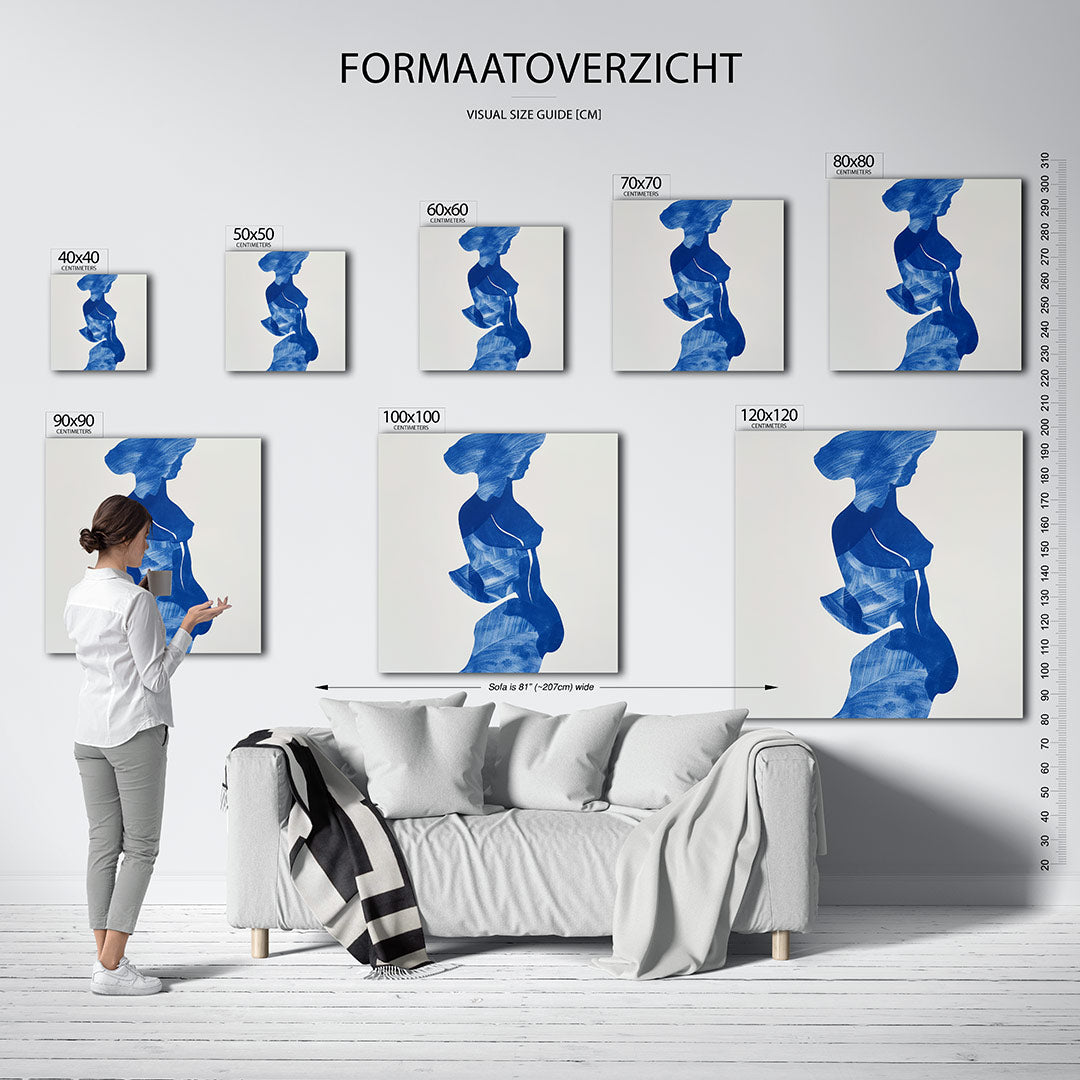 Blauwe silhouet Kunstwerk