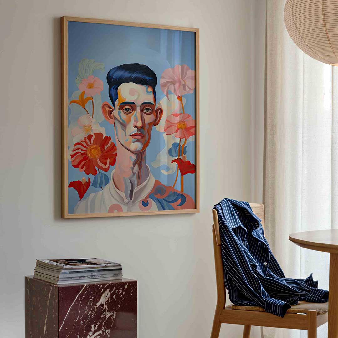 Portret met bloemen Poster