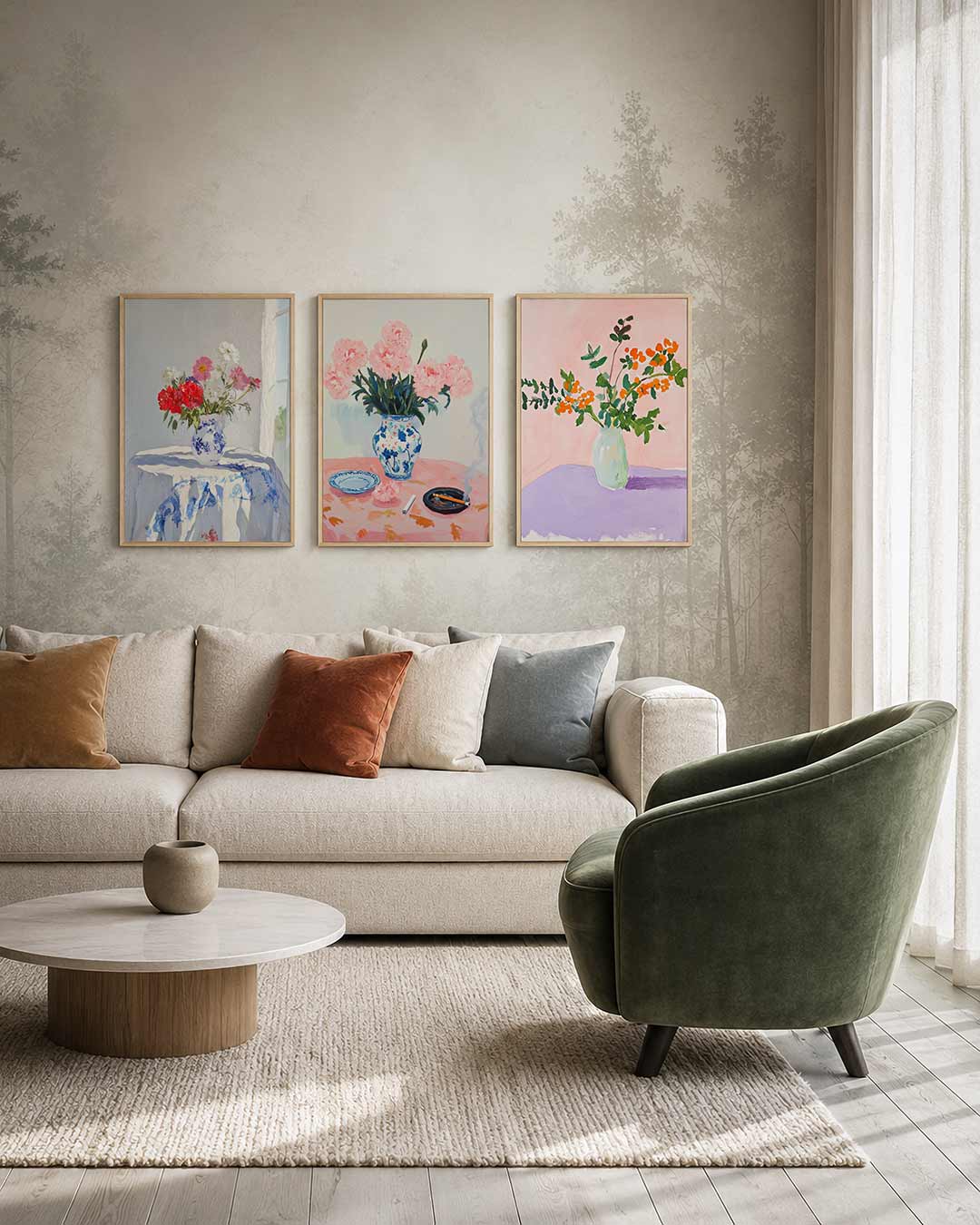 Tafel met bloemen Posterset