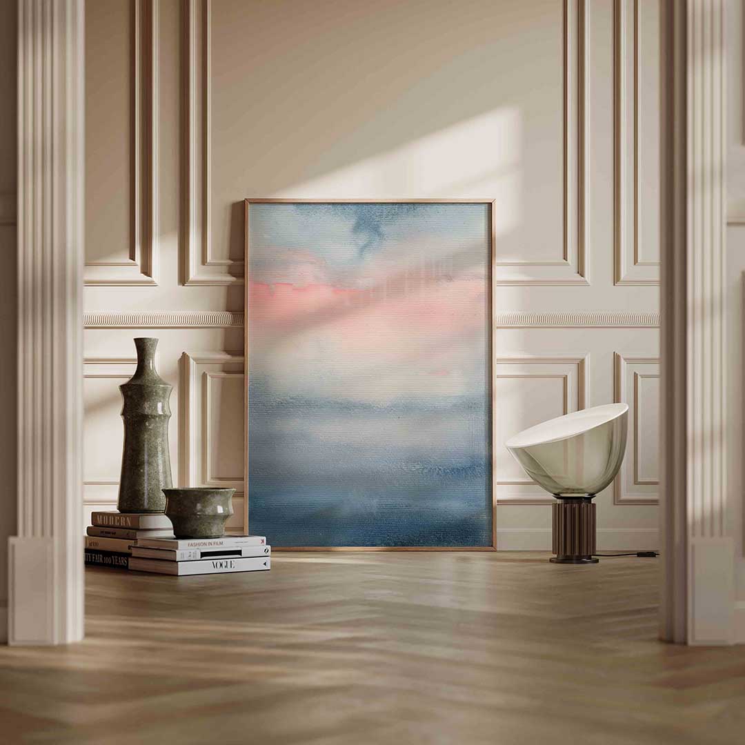 Blauw en roze abstracte Poster