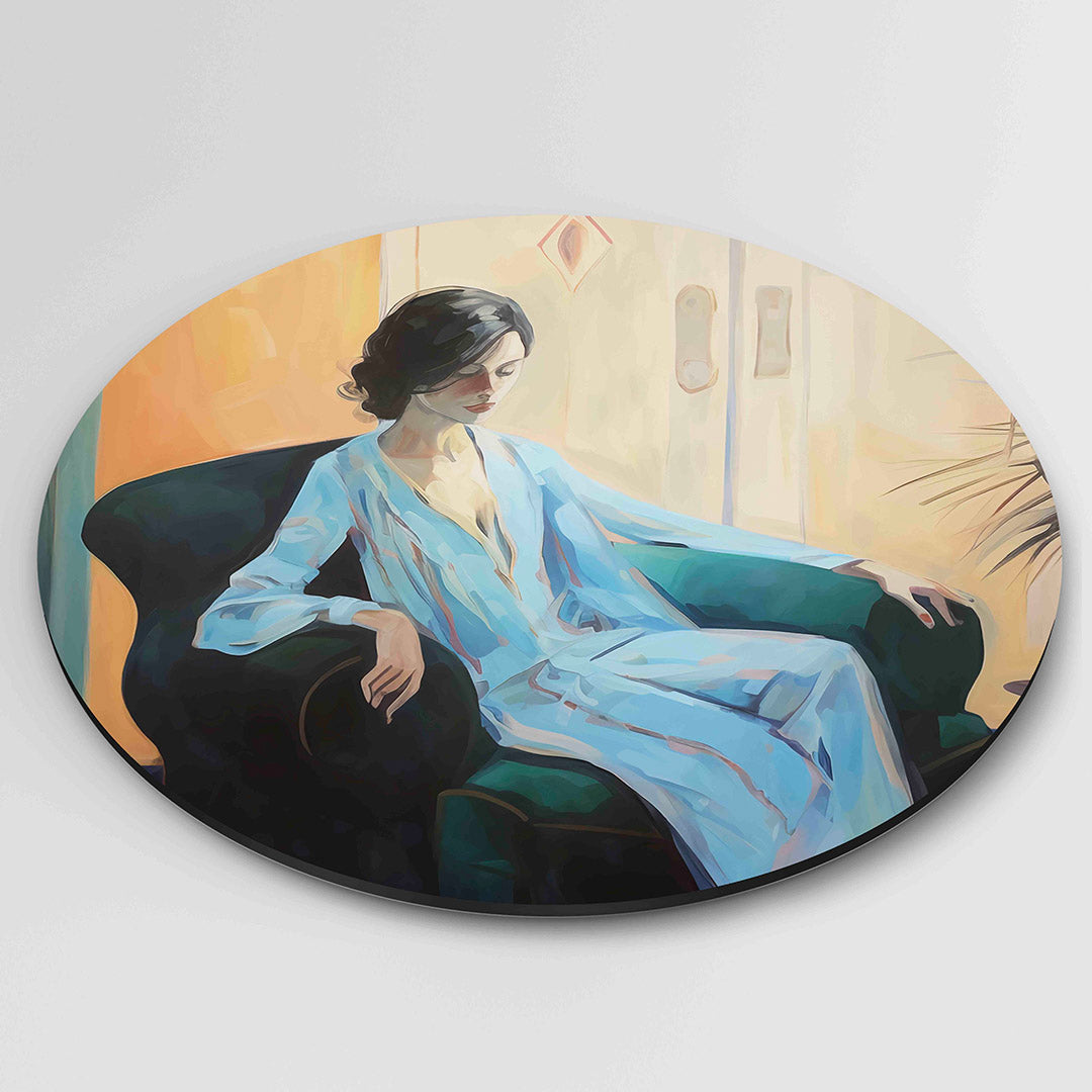 Vrouw in blauwe jurk Muurcirkel