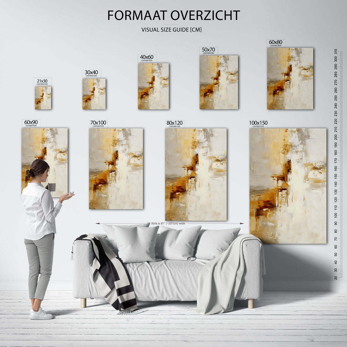 Abstracte beige en bruine Poster