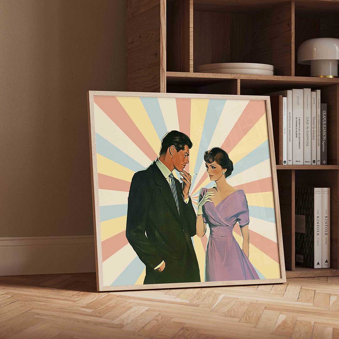 Stijlvol paar in retro Poster