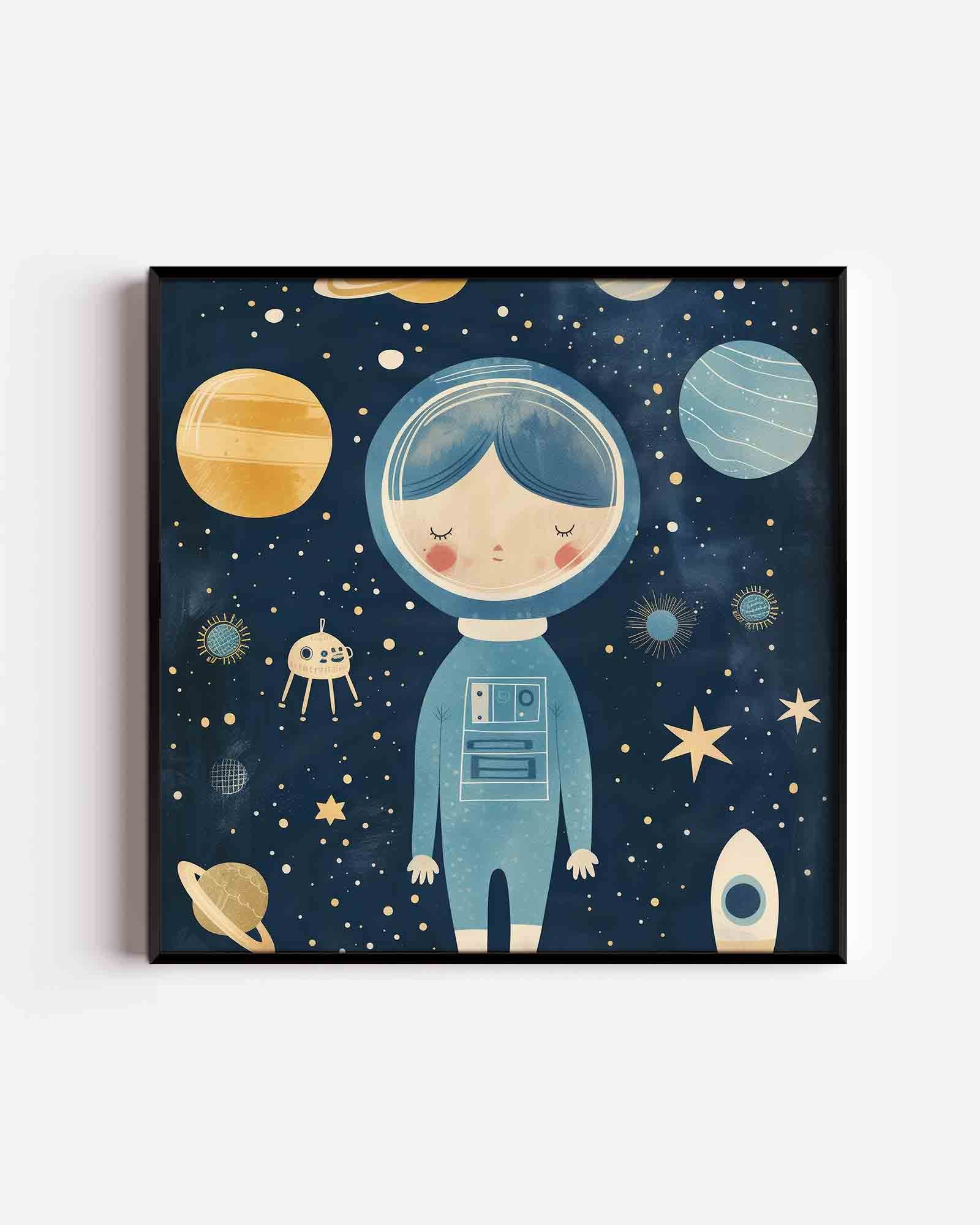 Astronaut en planeten Poster