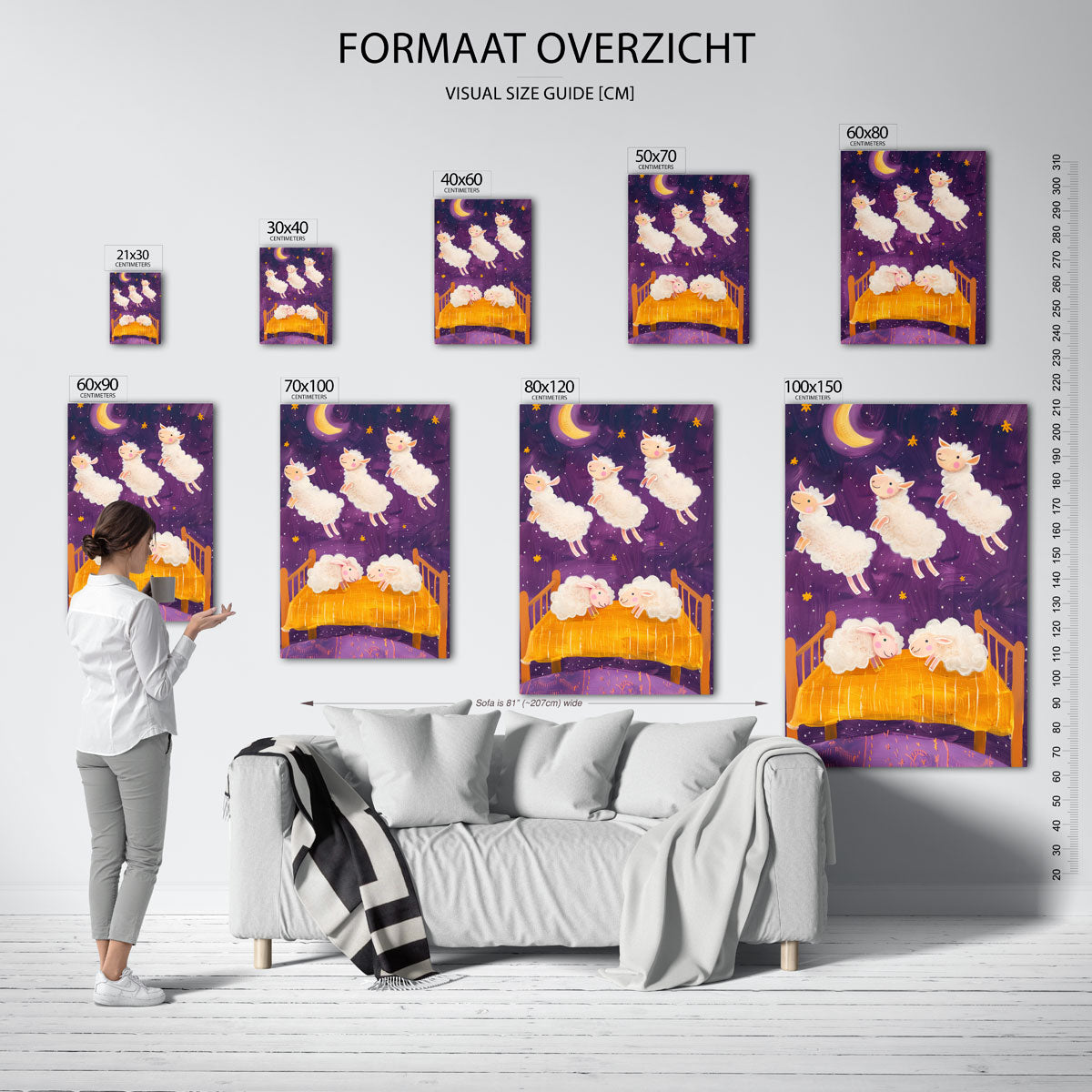 Schapen en maan Poster