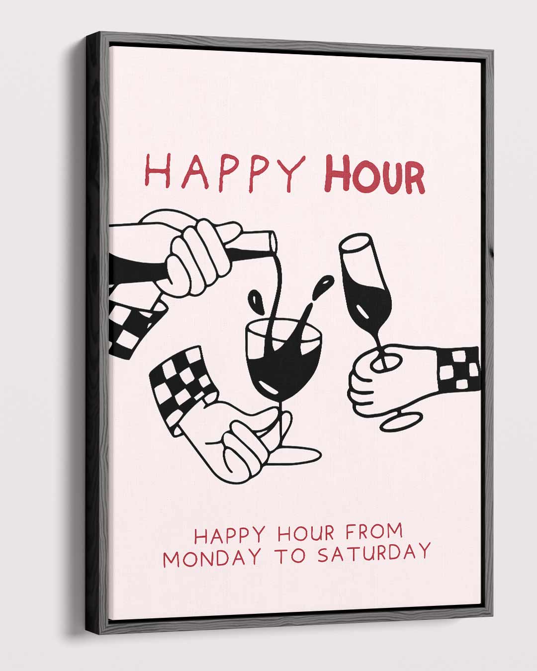 Happy Hour Illustratie Kunstwerk-canvas-dibond-plexiglas-wanddecoratie-WallArtistic