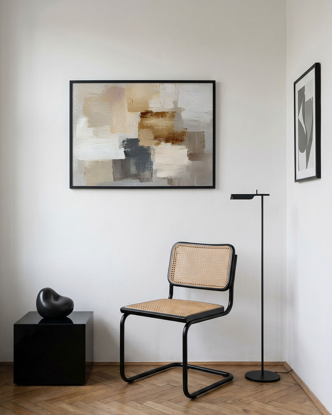 Abstracte beige en grijze vlakken Poster