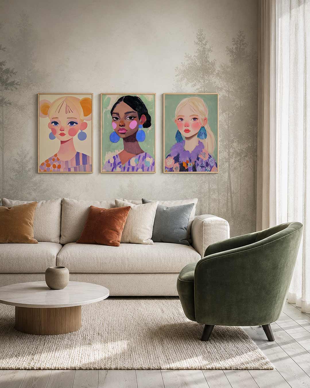 Kleurrijke portretvlakken Posterset
