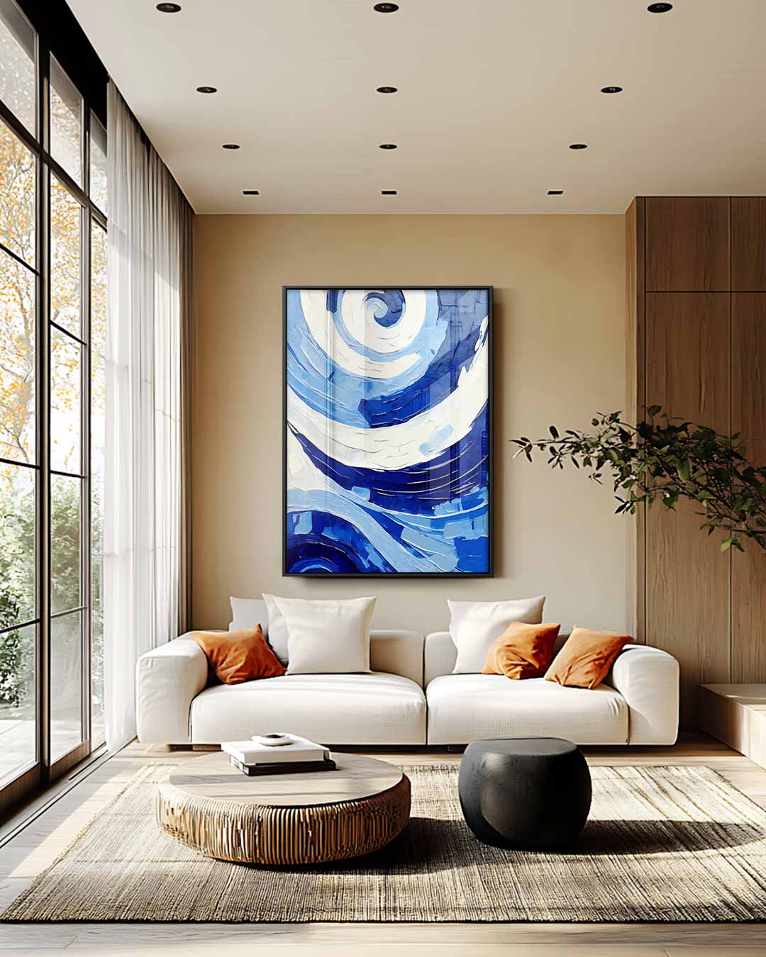 Spiralen van Blauw Kunstwerk-canvas-dibond-plexiglas-wanddecoratie-WallArtistic