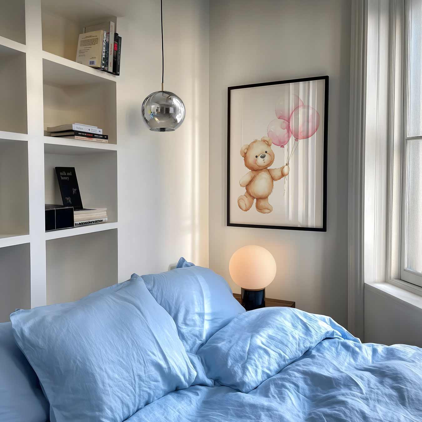Schattige Teddybeer met Ballonnen Poster-WallArtistic