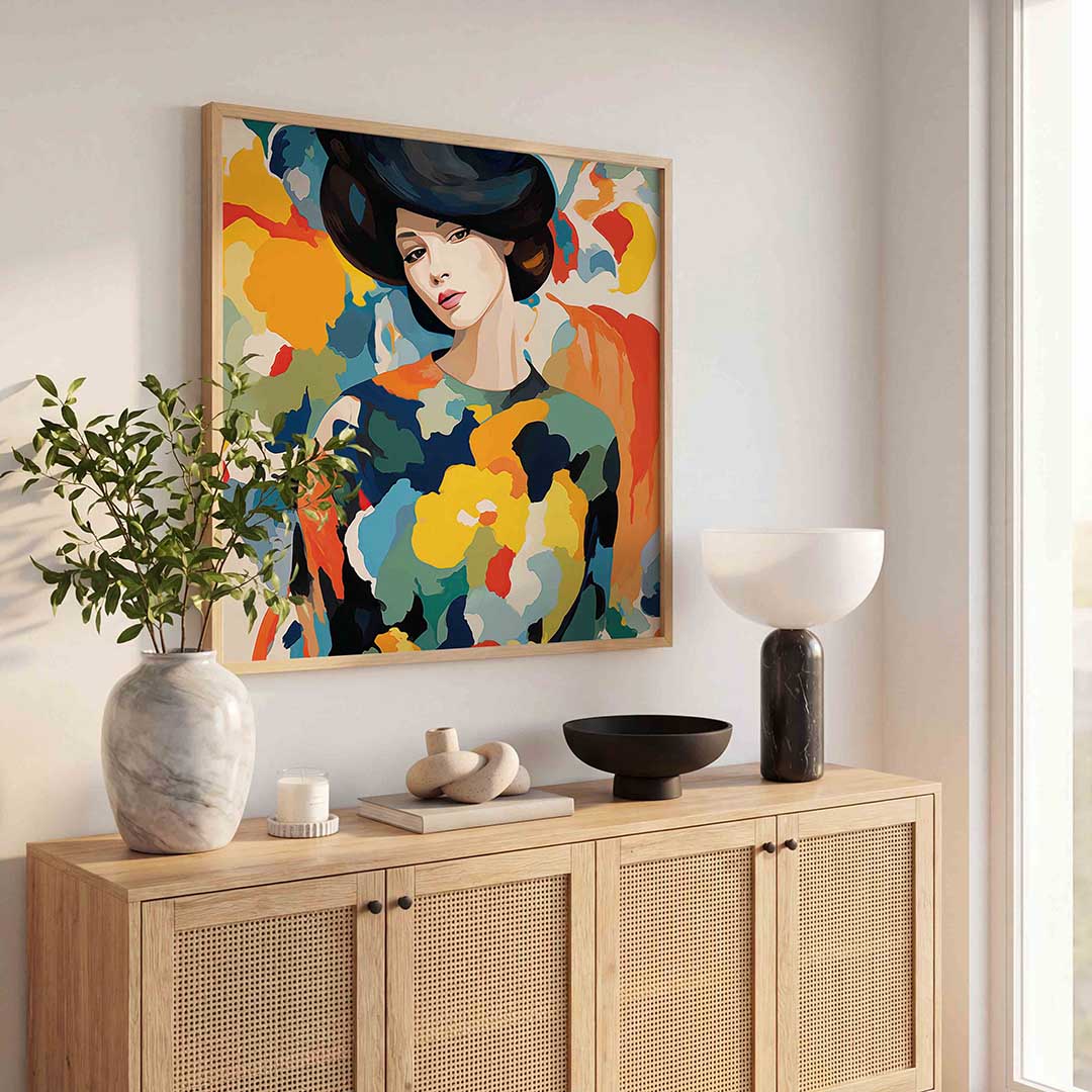 Vrouw met kleurrijke patronen Poster