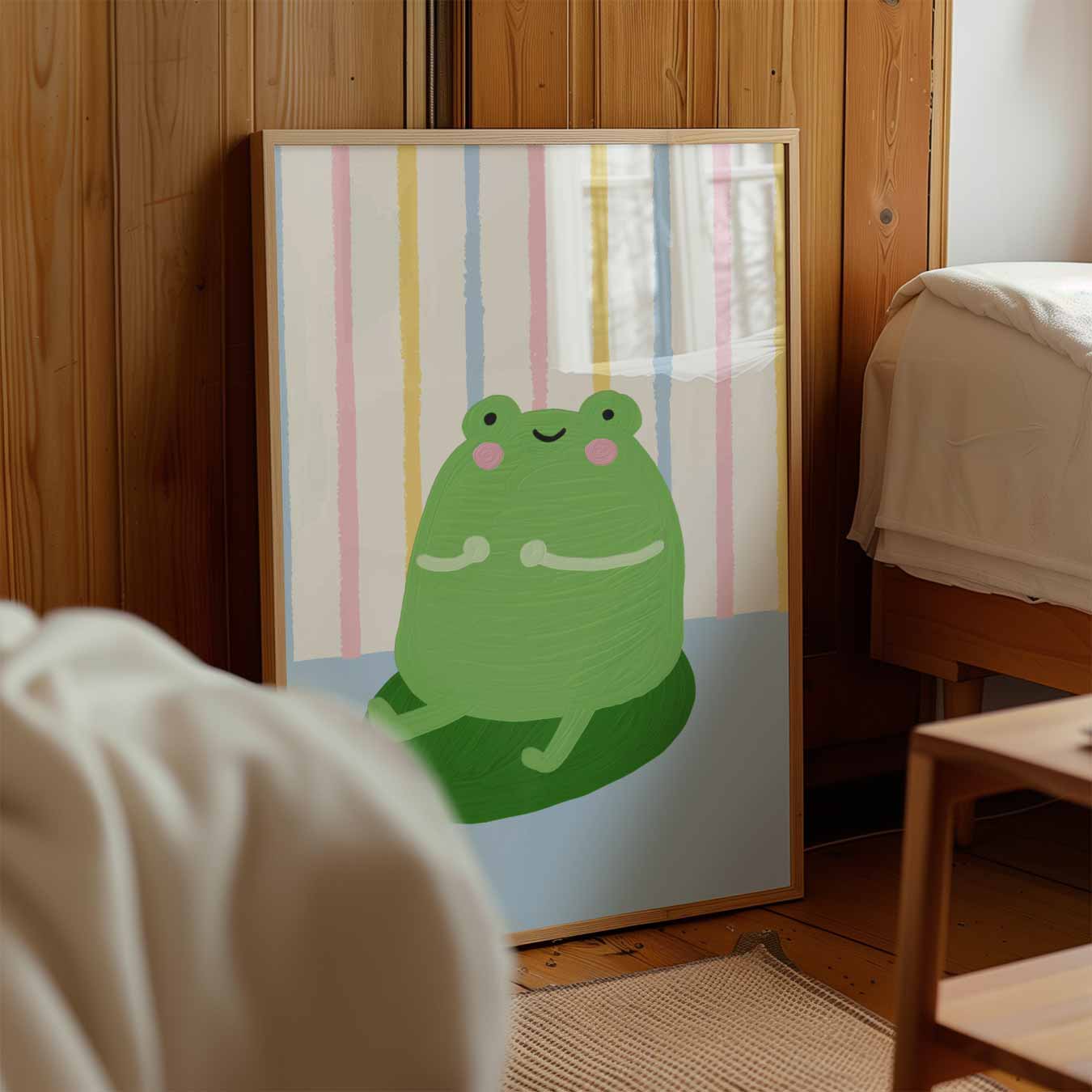 Lieve Kikker Op Blad Poster-WallArtistic