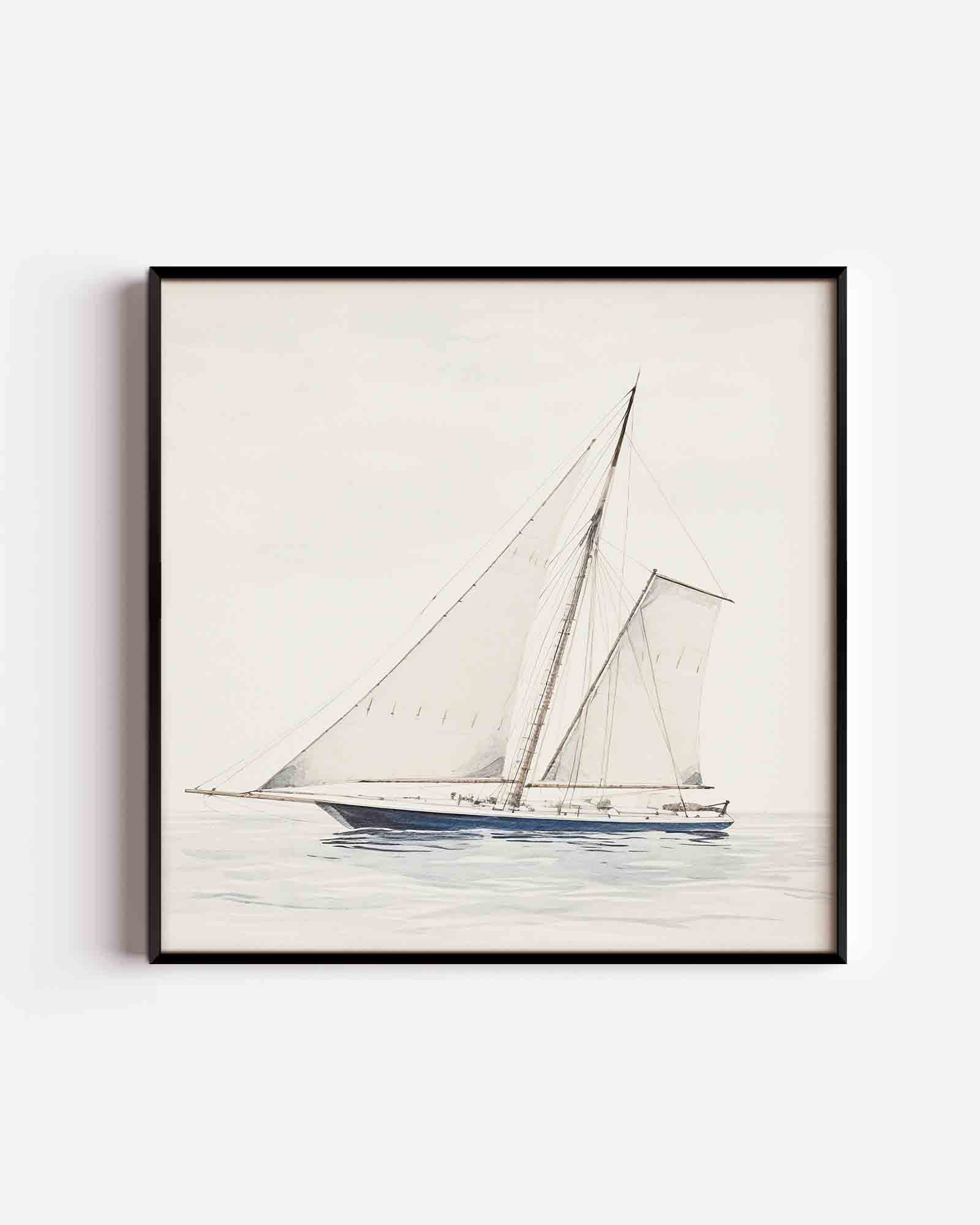 Zeilboot op rustige zee Poster