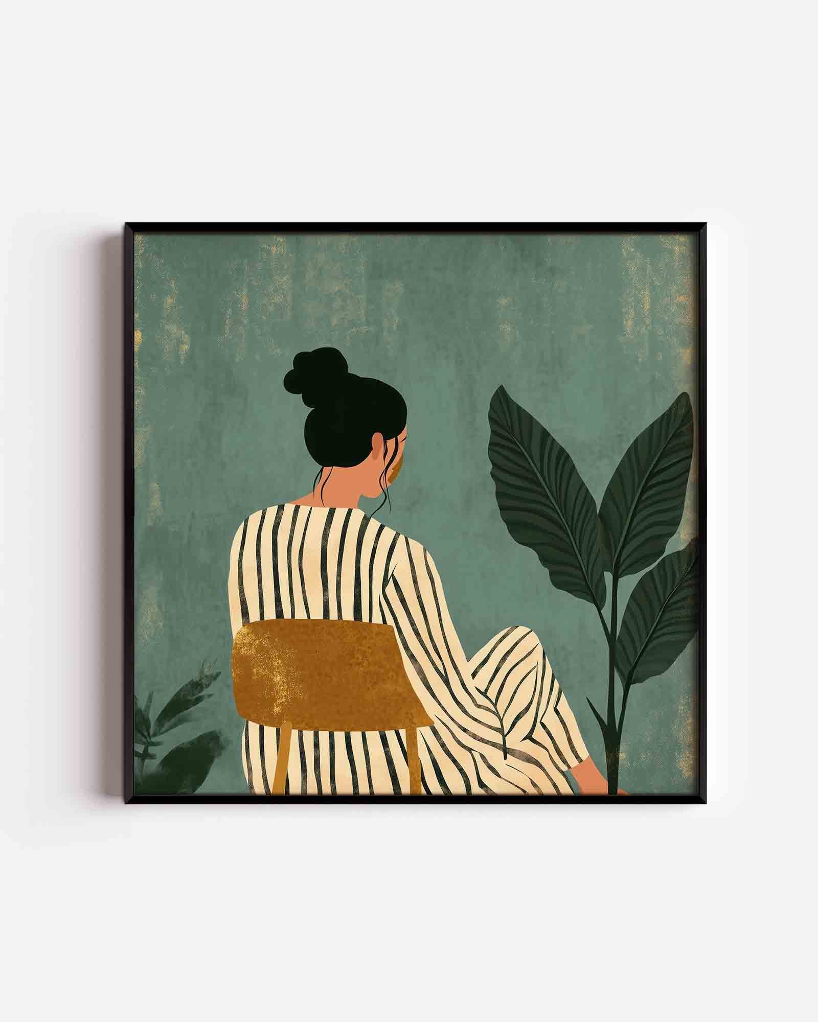 Vrouw met plant Poster