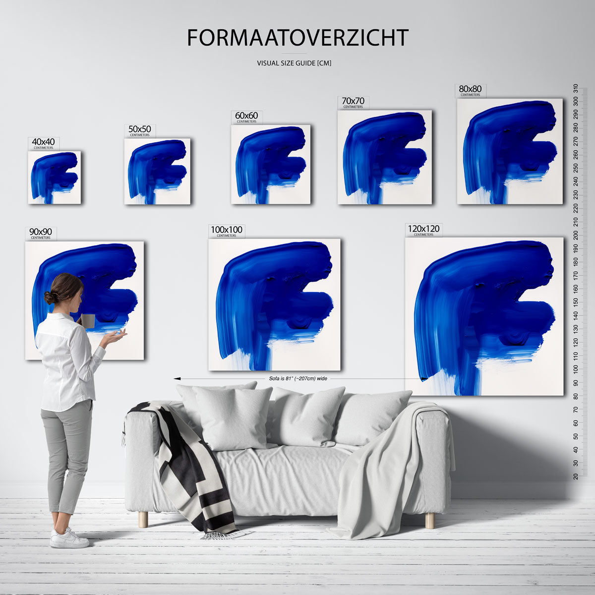Blauwe penseelstreek Poster