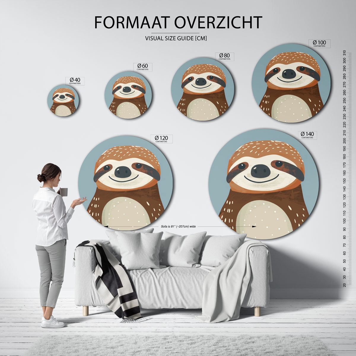 Lachende luiaard Muurcirkel