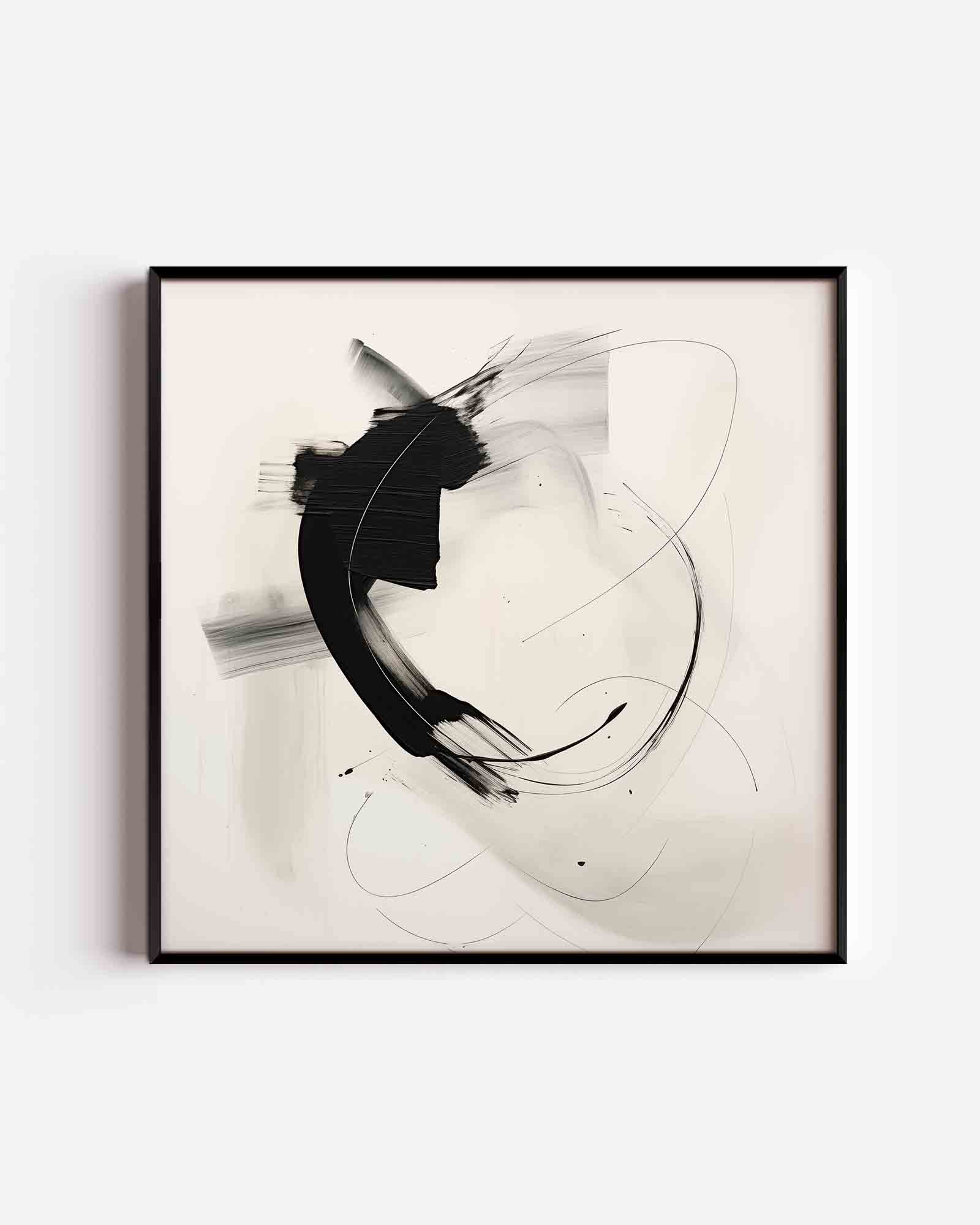 Abstracte zwarte penseelstreken Poster
