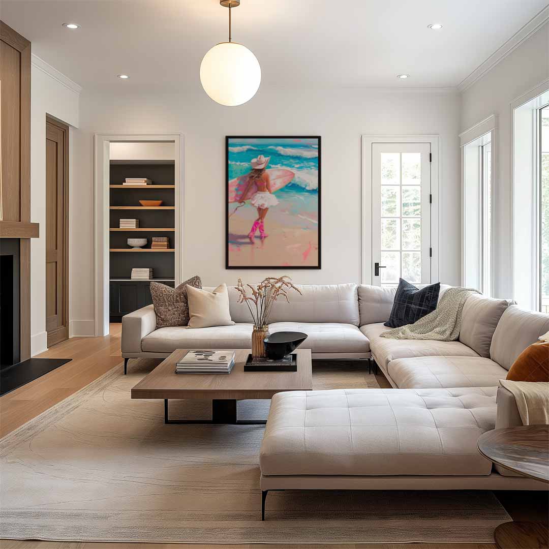 Surfcowgirl Dromen Kunstwerk-canvas-dibond-plexiglas-wanddecoratie-WallArtistic