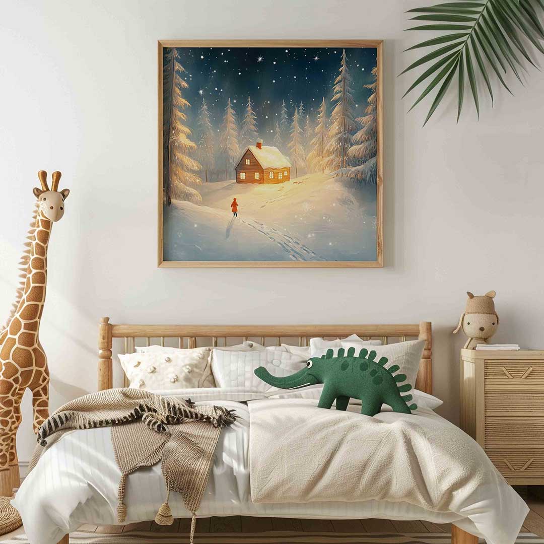 Sneeuwlandschap met huis Poster