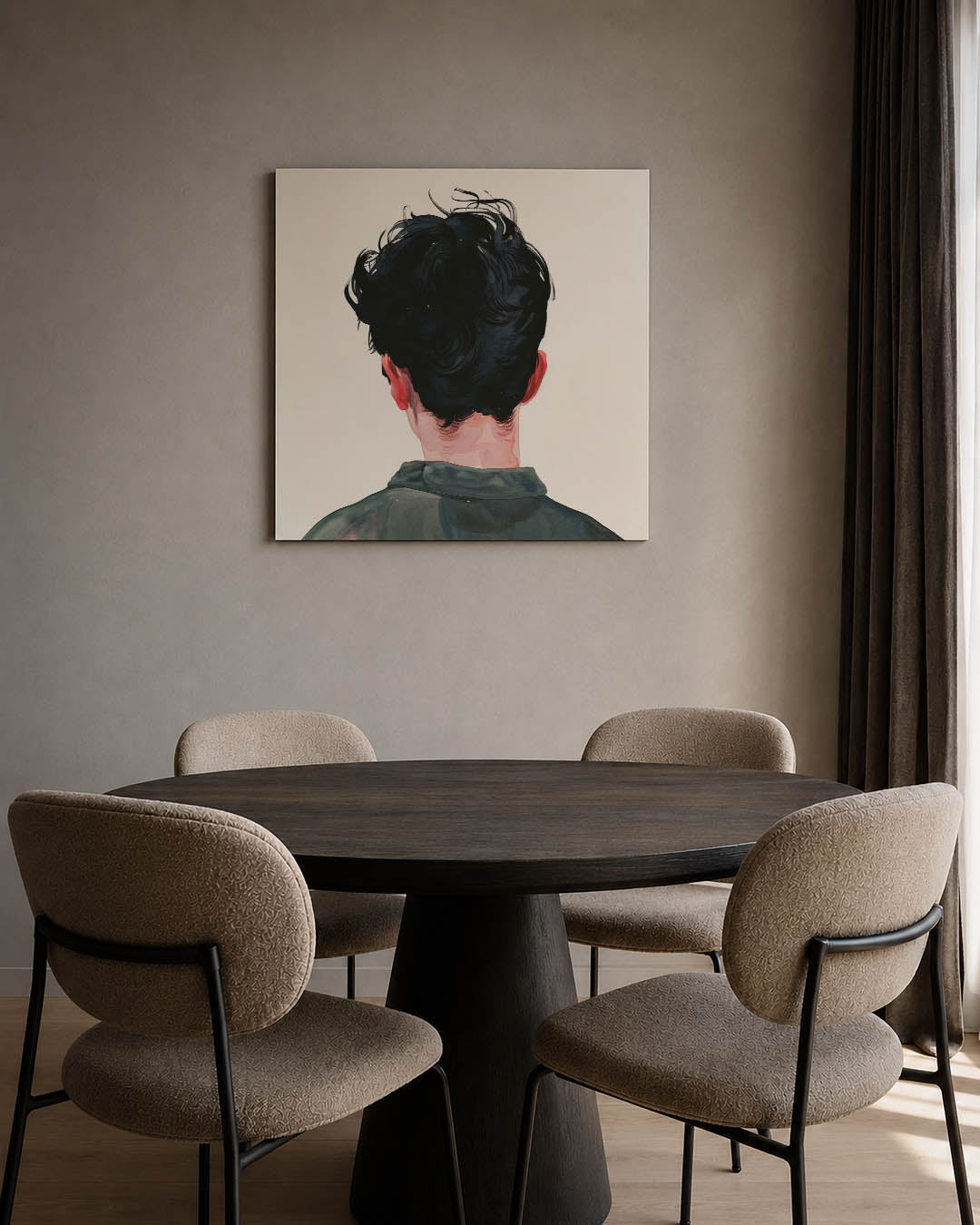 Achterkant portret Kunstwerk