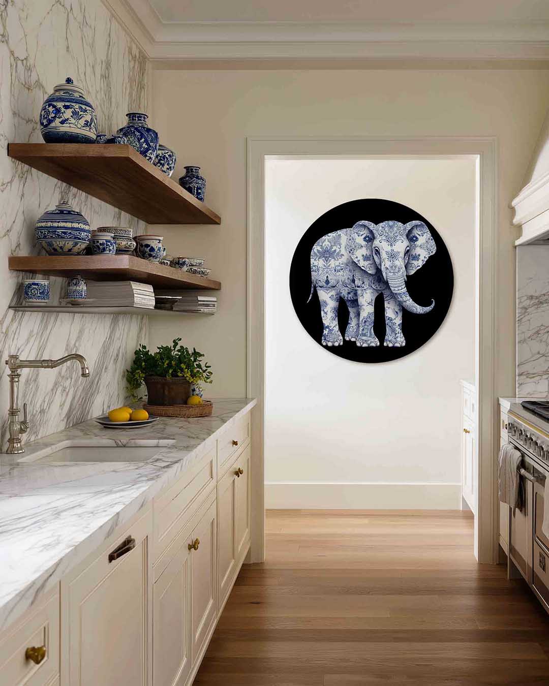 Olifant met bloemen Muurcirkel