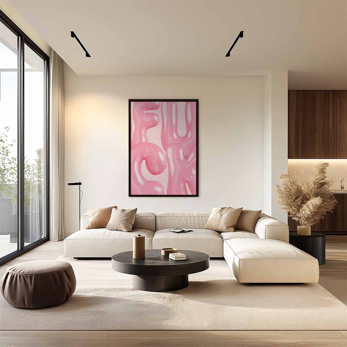 Speelse Roze Bubbelletters Kunstwerk-canvas-dibond-plexiglas-wanddecoratie-WallArtistic
