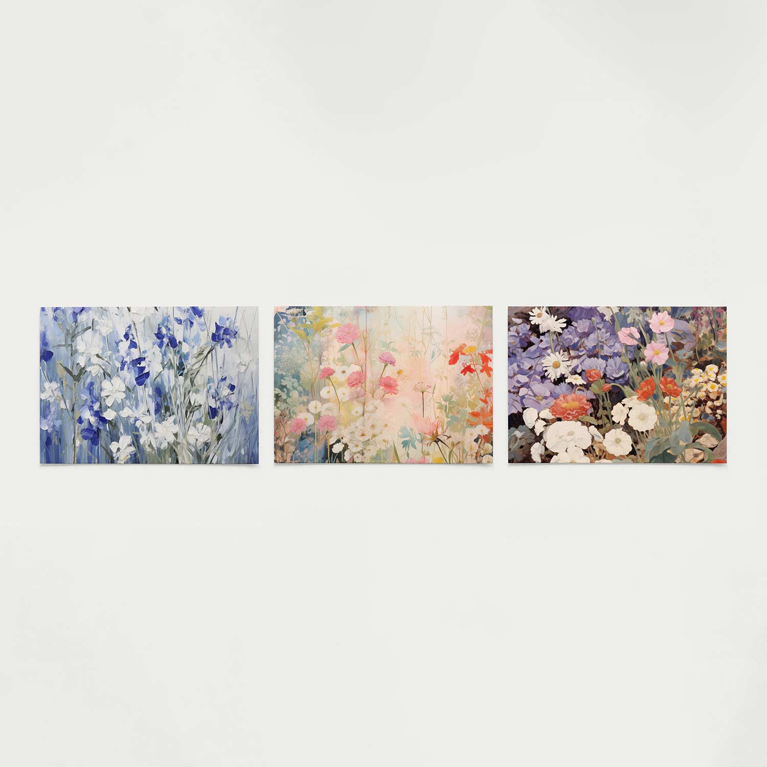 Bloemen in blauwtinten Posterset