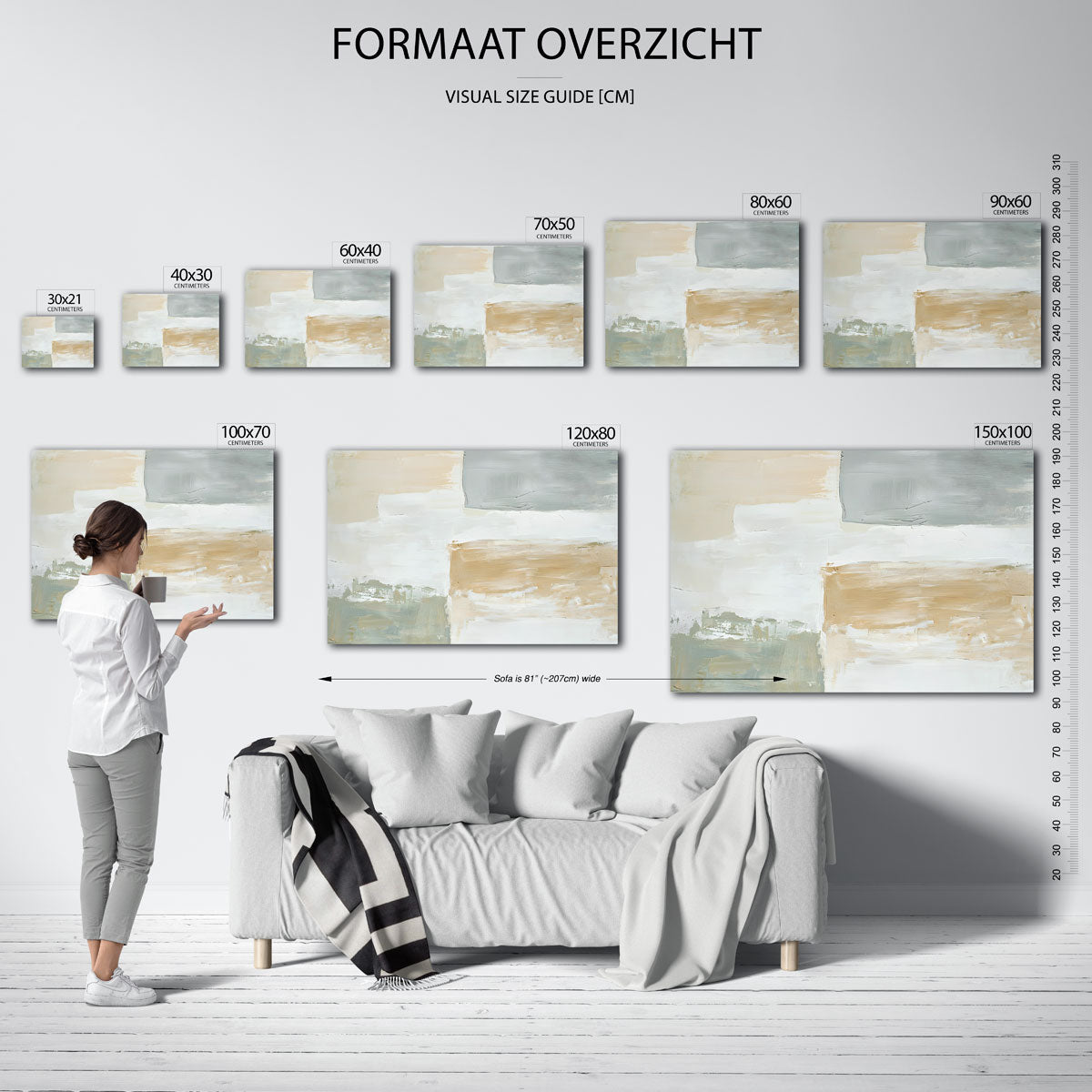 Abstracte beige en grijze vlakken Poster