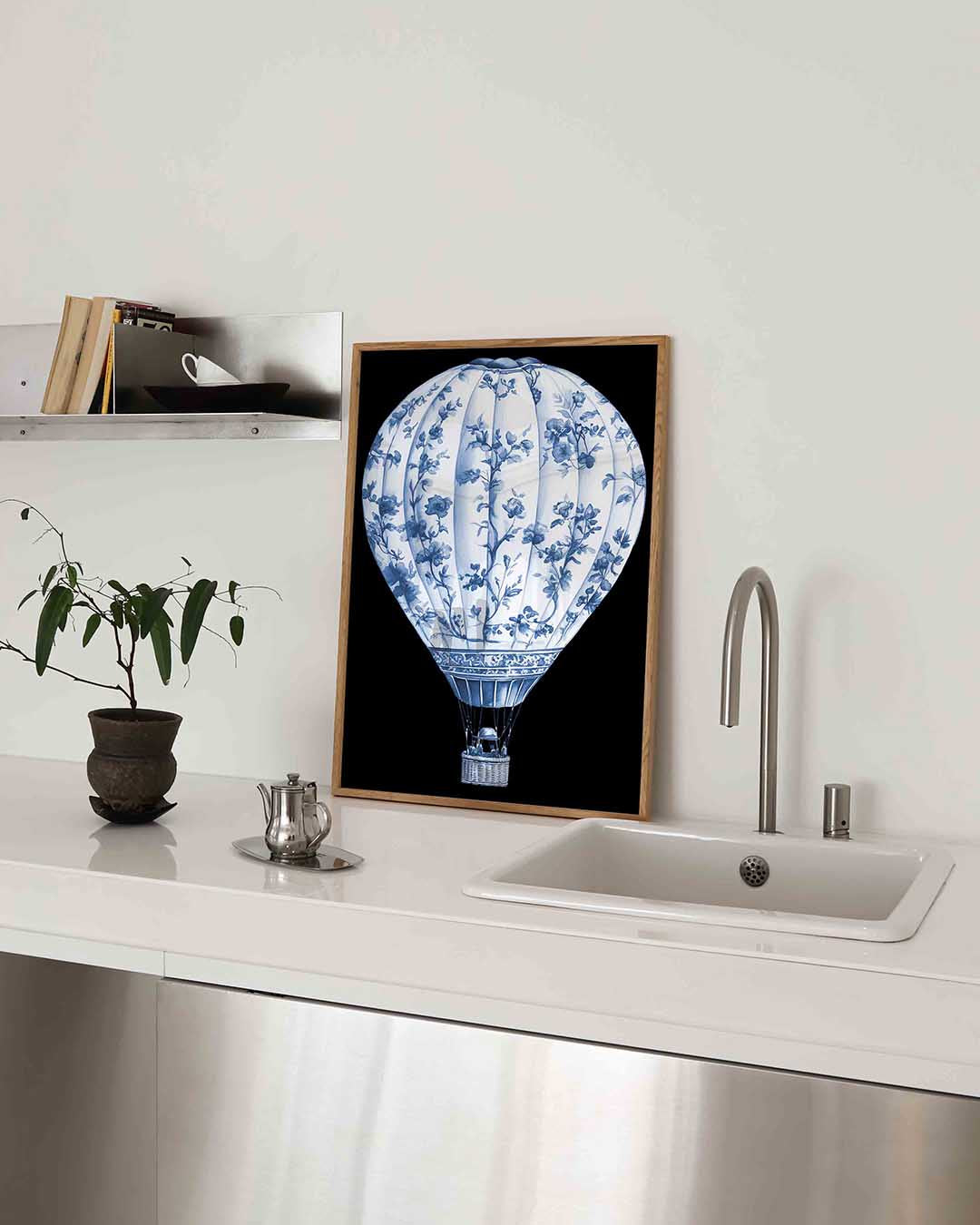 Luchtballon met bloemen Poster