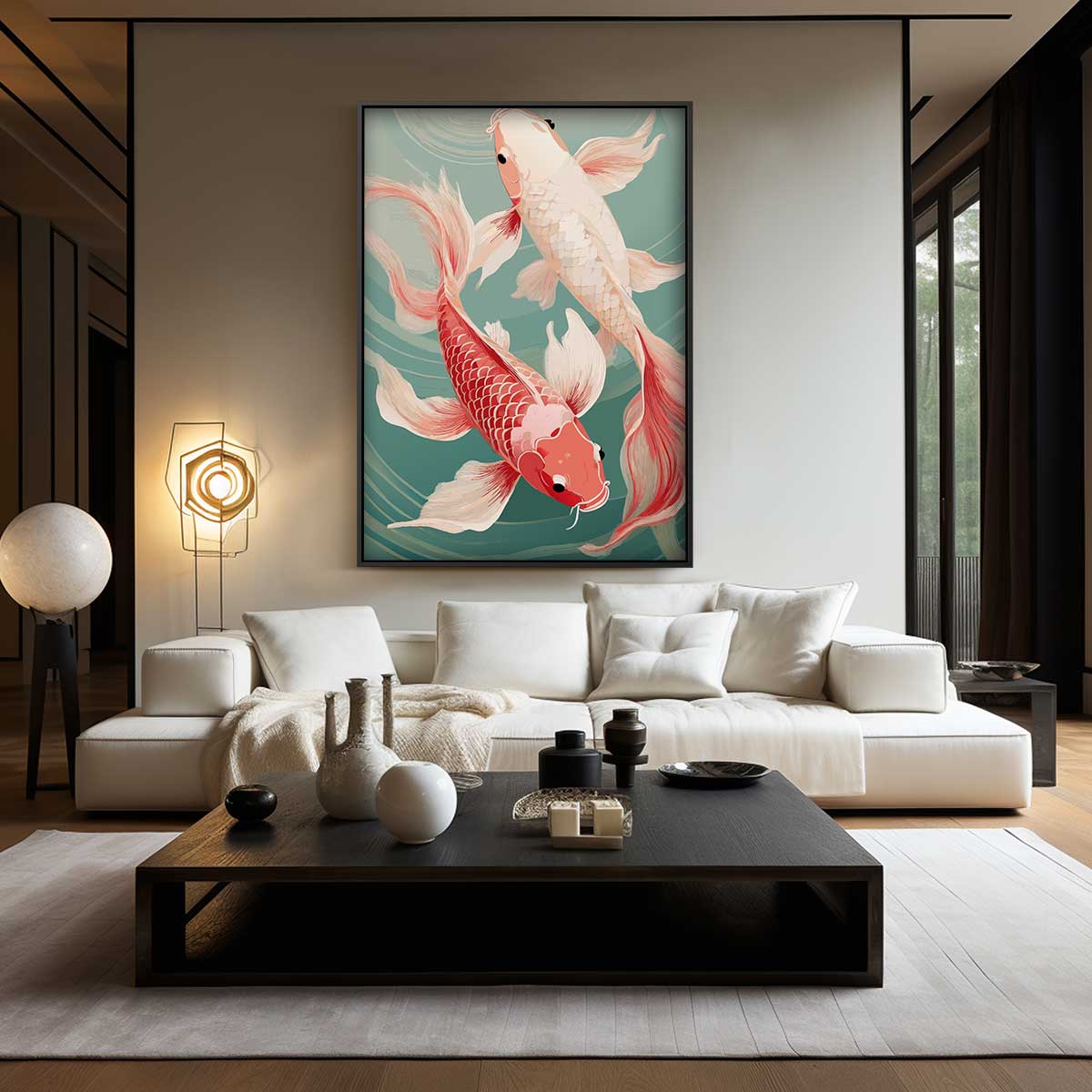 Magische Koi Karper Dans Kunstwerk-canvas-dibond-plexiglas-wanddecoratie-WallArtistic