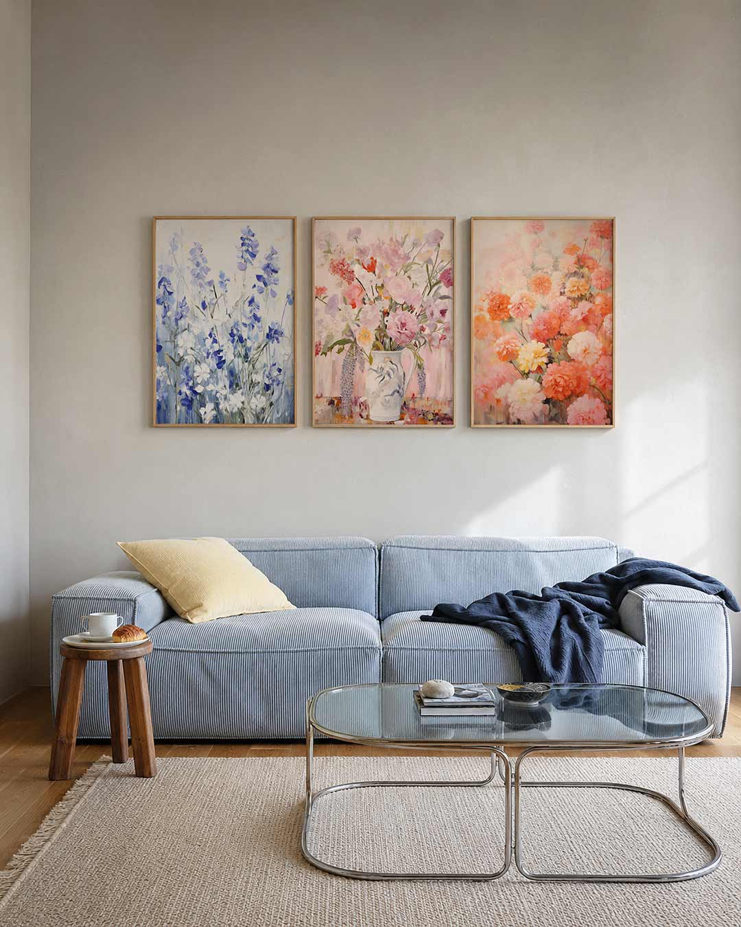 Bloemen in blauwtinten Posterset