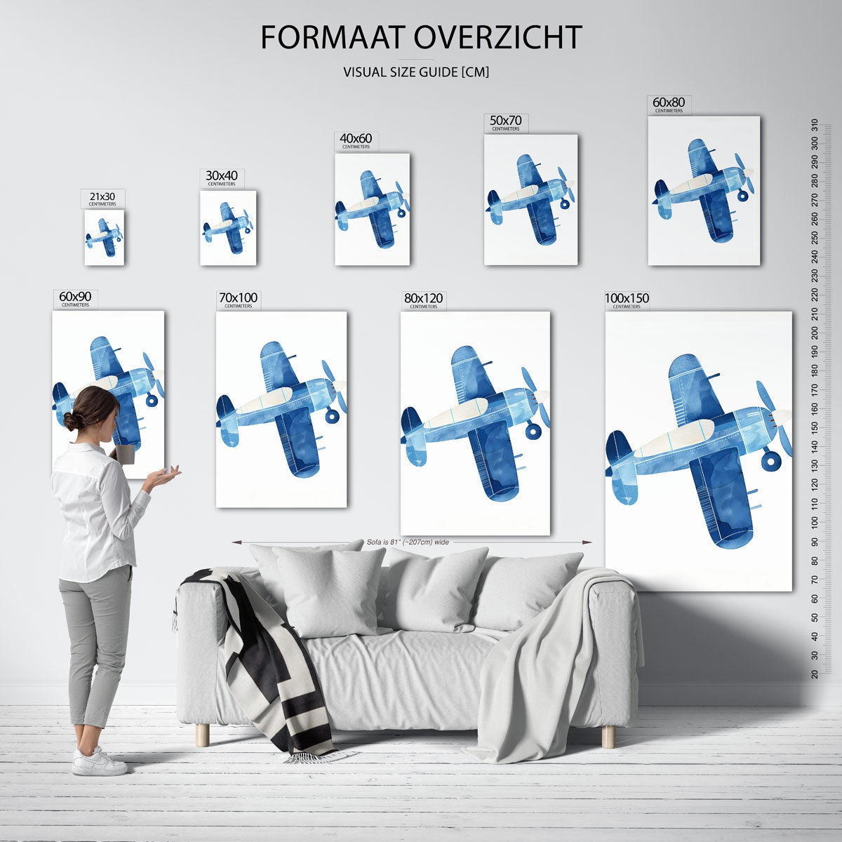 Vliegtuig in blauw Poster